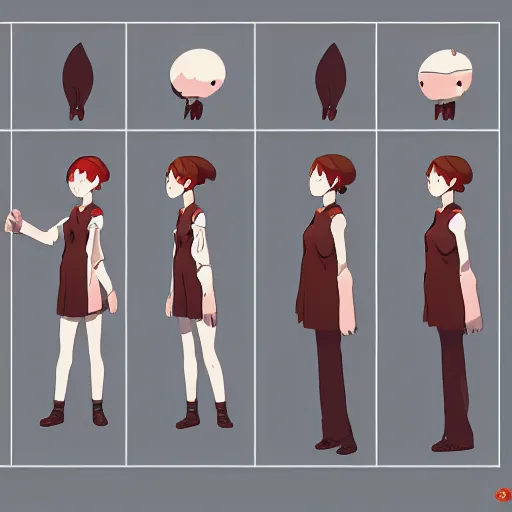 Image similar to character sheet for a ginger mage woman, atey ghailan, goro fujita, studio ghibli, rim light, sharp lighting, clear focus, very coherent,