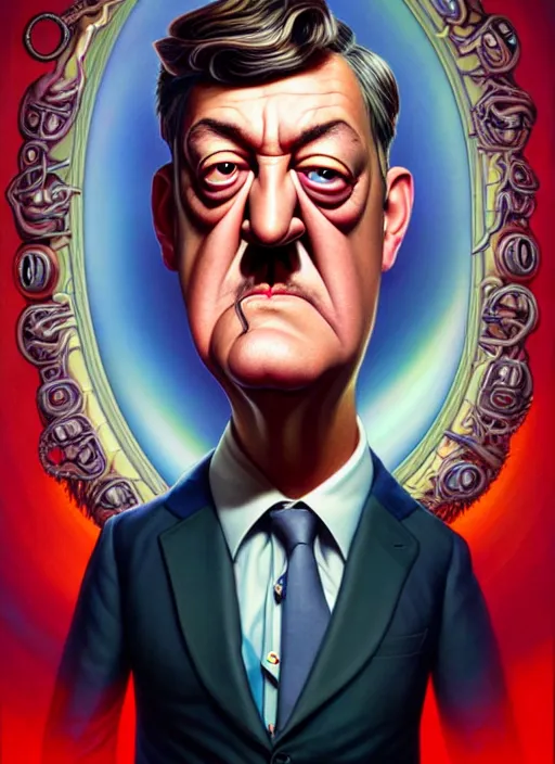 Image similar to lovecraftian portrait of grumpy stephen fry, pixar style, by tristan eaton stanley artgerm and tom bagshaw