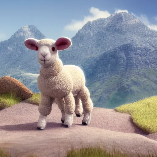 Prompt: lamb wearing a sweater, hills in the background, concept art, octane render, unreal engine 5, highly detailed, high quality, 8 k, soft lighting, realistic face, path traced