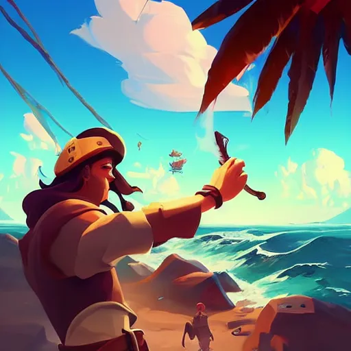 Image similar to painting treasure on sea of thieves game smooth median photoshop filter cutout vector, behance hd by jesper ejsing, by rhads, makoto shinkai and lois van baarle, ilya kuvshinov, rossdraws global illumination