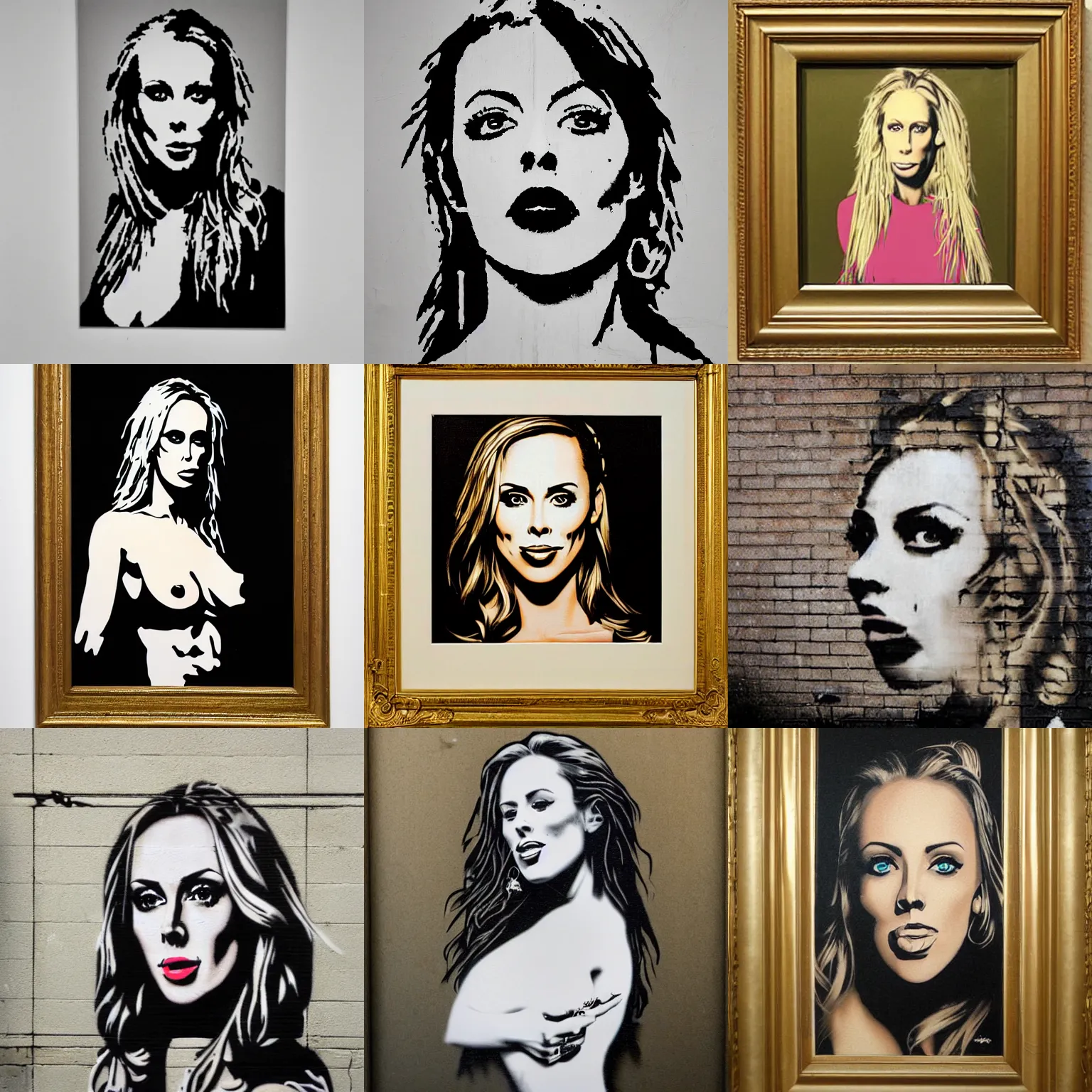 Prompt: portrait of nicole aniston, by banksy