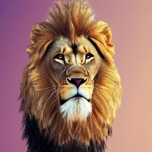 Image similar to a lion and unicorn hybrid