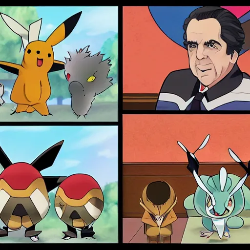 Prompt: Richard Nixon as a Pokémon trainer, anime