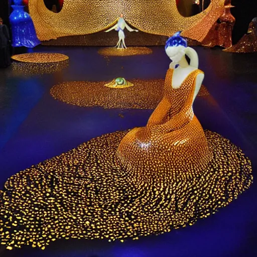 Image similar to art installation. paralyzed by the indescribable beauty of the cosmos. by guo pei, by tex avery dreary