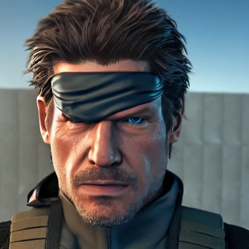 Image similar to An ultra realistic portrait of Solid Snake in Maracaibo, 4k, Ultra realistic, Highly detailed,