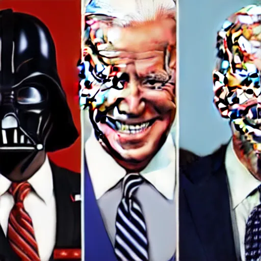 Image similar to joe biden and darth vader in the style of a gta 5 loading screen