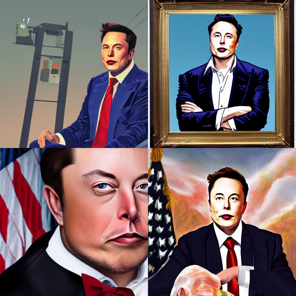 Prompt: Presidential portrait of Elon Musk