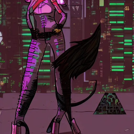 Prompt: cyberpunk anthro female fox invasion