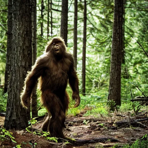 Prompt: National Geographic photo of Sasquatch in the forest