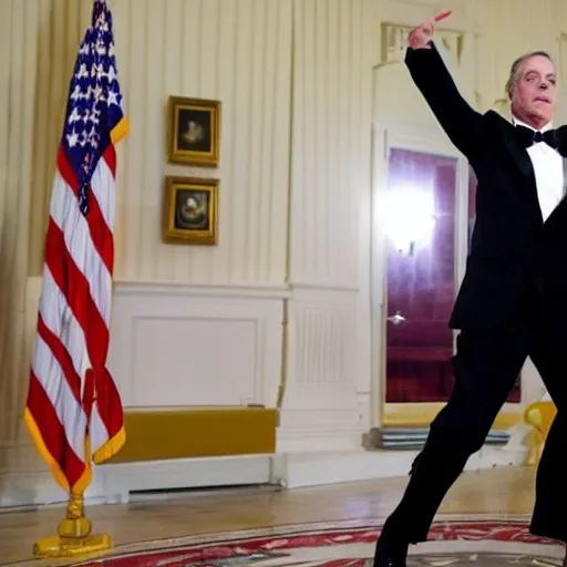 Image similar to Howard Dean dancing his heart out. White House photo.