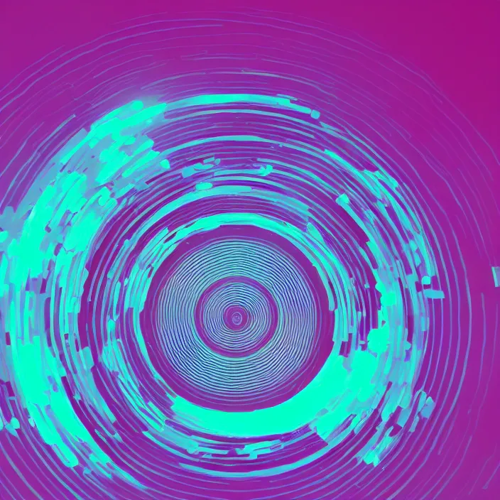 Image similar to surrealist art featuring concentric circles, lasers, flowing curves, gradients, grainy, glowy lighting, matte colors, trending on artstation