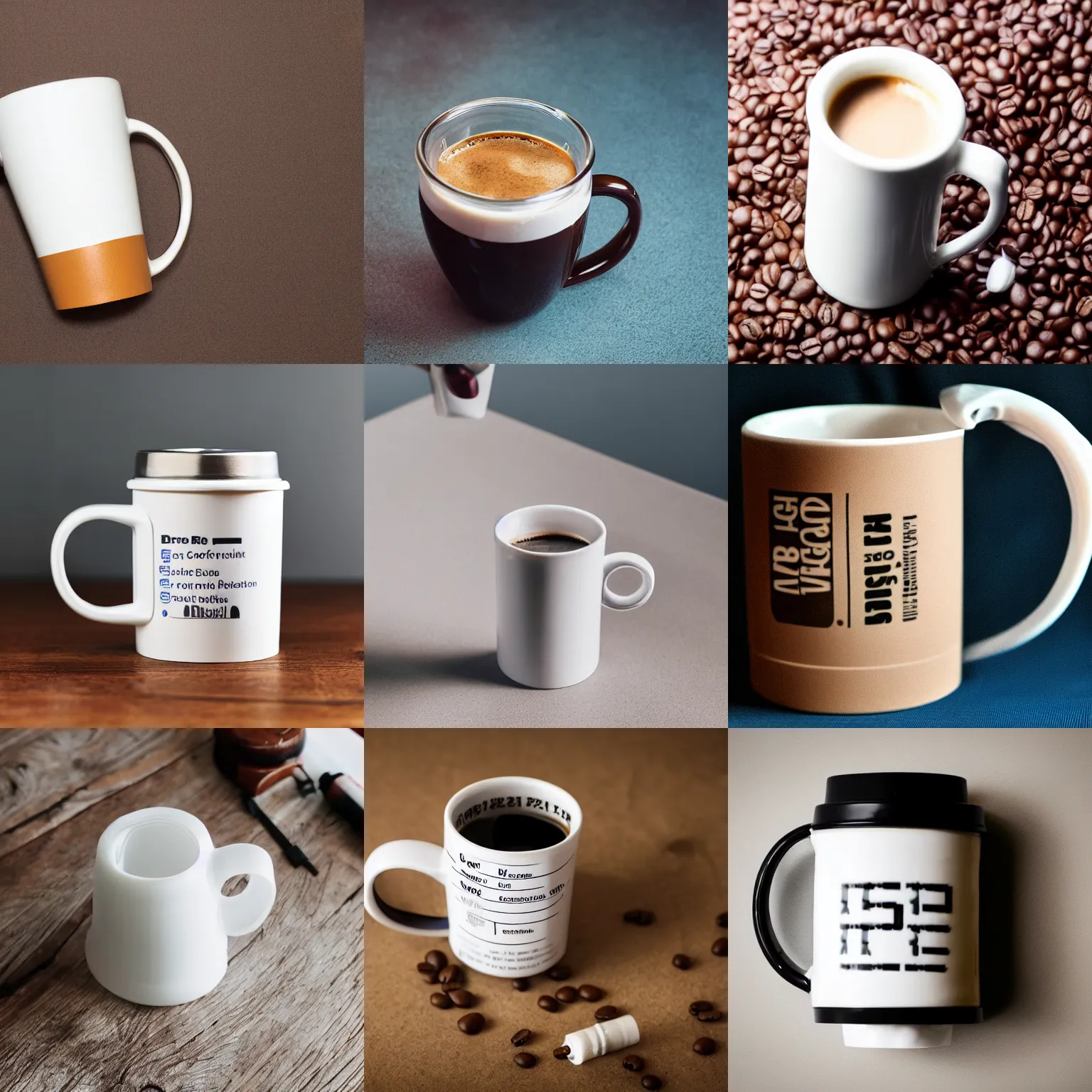 Prompt: a coffee mug shaped like a prescription bottle for a coffee prescription, photograph,