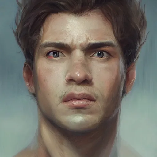 Image similar to a head - on detailed oil portrait of a round - faced male martial artist, by charlie bowater, lise deharme, wlop, trending on artstation, dungeon and dragons art, l critical role