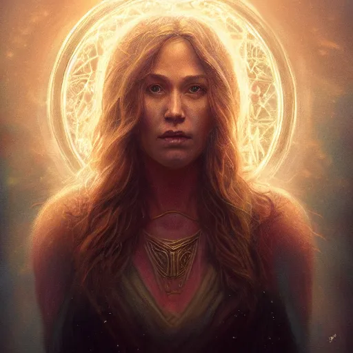 Image similar to Captivating Oracle of Delphi portrait, atmospheric lighting, painted, intricate, volumetric lighting, beautiful, rich deep colors masterpiece, golden hour, sharp focus, ultra detailed, by Leesha Hannigan, Ross Tran, Thierry Doizon, Kai Carpenter,Ignacio Fernández Ríos