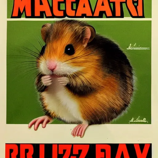 Image similar to cute Hampster on a nazi propaganda poster