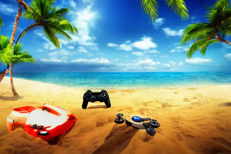 Prompt: gaming beach, 4k, HD