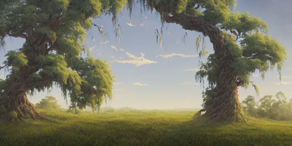 Image similar to A highly detailed matte oil painting of a willow tree, hyperrealistic, cinematic, breathtaking, beautiful composition, Mokoto Shinkai, Studio Ghibli, Dan Mumford, James Jean, volumetric lighting, octane render, 4K resolution, trending on artstation