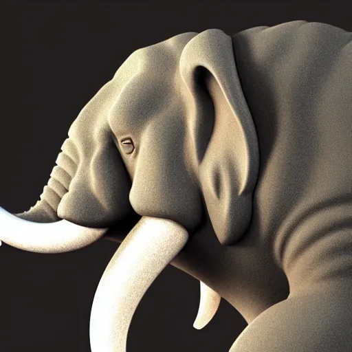 Prompt: elephant imbued with electricity, spotlight + subsurface scattering + octane render