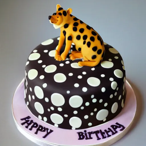 Image similar to birthday cake with a hyena sitting on top