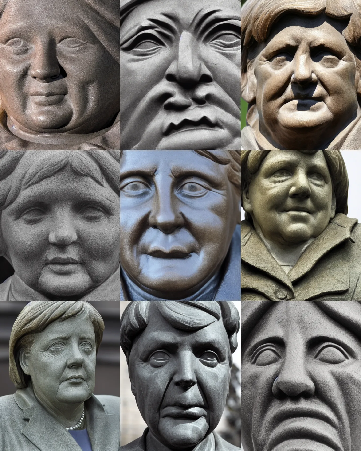 Prompt: statue of angela merkel, by ernst barlach, close up