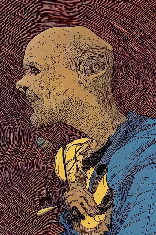 Image similar to tinnitus, by moebius