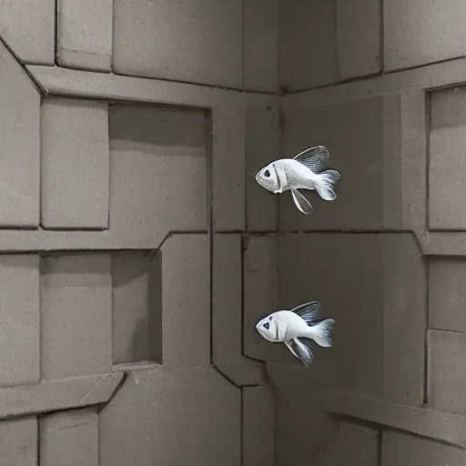 Image similar to brutalist goldfish aquarium, photography