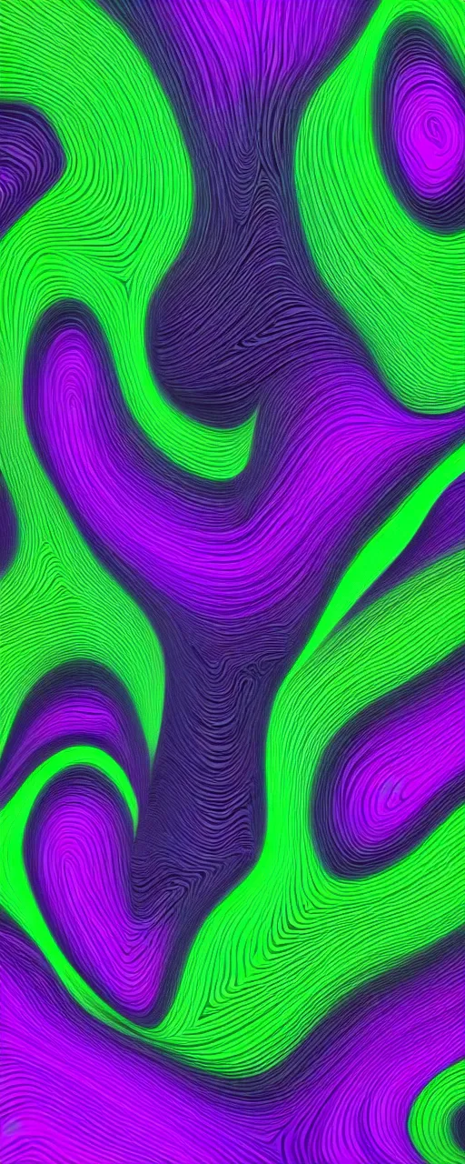 Image similar to a black background with a purple and green wave, a raytraced image by stanley twardowicz, behance, generative art, black background, matte background, smokey background