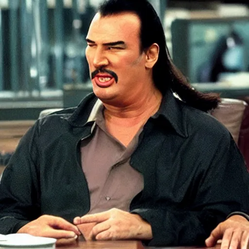 Image similar to steven seagal as jerry seinfeld in tv series seinfeld