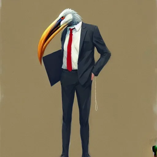 Image similar to a realistic photo of anthropomorphized shoebill stork wearing suit and tie, photographic realistic background, by atey ghailan, by greg rutkowski, by greg tocchini, by james gilleard, by joe fenton, by kaethe butcher, trending on instagram, award winning details