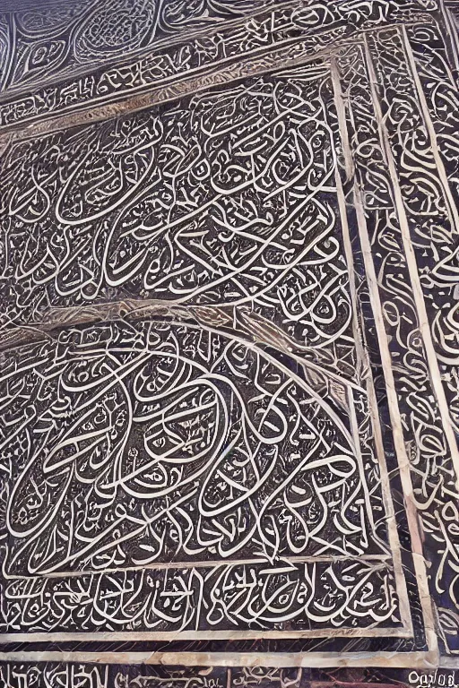 Prompt: taj mahal detail, arabic calligraphy marble inlay on Taj mahal, photorealistic, insanely detailed and intricate, high detail