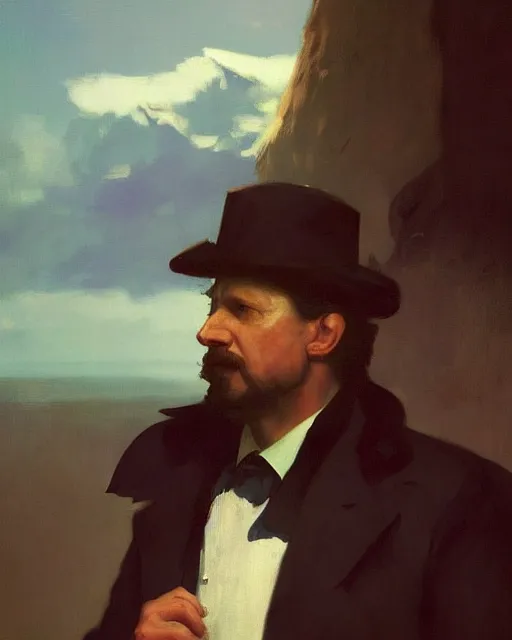 Image similar to president of poland. fantasy art by greg rutkowski, gustave courbet, rosa bonheur, edward hopper. faithfully depicted facial expression, perfect anatomy, sharp focus, global illumination, radiant light, detailed and intricate environment, trending on artstation