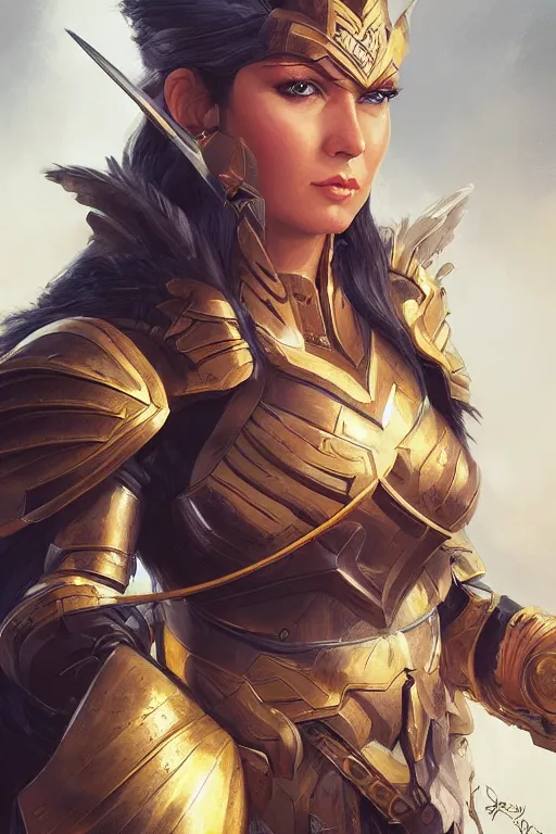 Image similar to amazon valkyrie athena, d & d, fantasy, portrait, highly detailed, headshot, digital painting, trending on artstation, concept art, sharp focus, illustration, art by artgerm and greg rutkowski and magali villeneuve