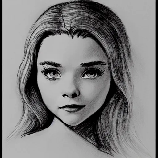 Image similar to milt kahl pencil sketch of chloe grace moretz as snow white