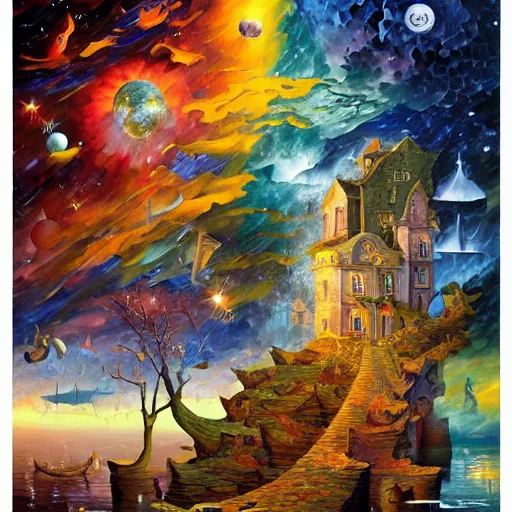 Image similar to art by james christensen, rob gonsalves, paul lehr, leonid afremov and tim white