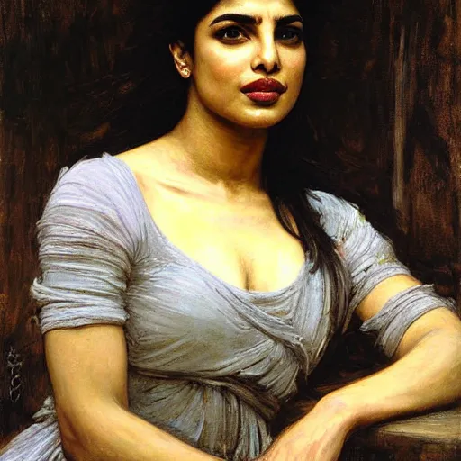 Prompt: Portrait of Priyanka Chopra by John William Waterhouse