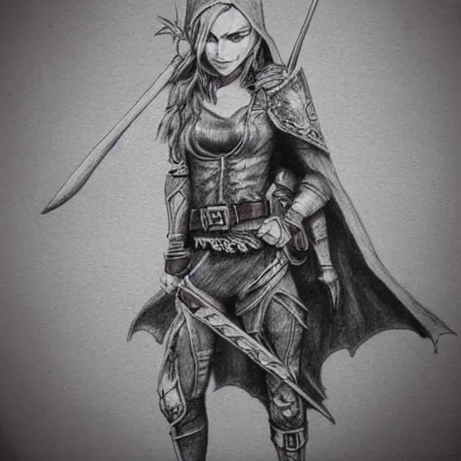 Prompt: elf ranger, character, dungeons and dragons, pencil art, high quality, trending on pinterest