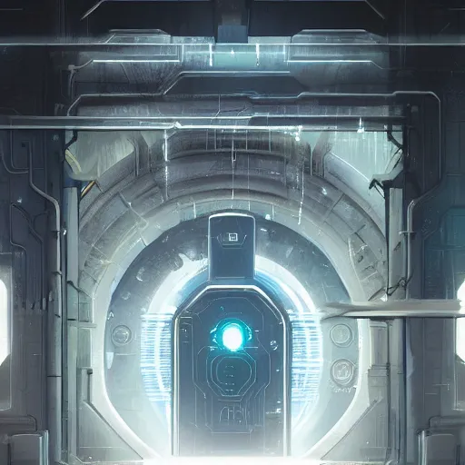 Prompt: a giant door to a top secret vault, detailed digital illustration by greg rutkowski, cyberpunk, android netrunner