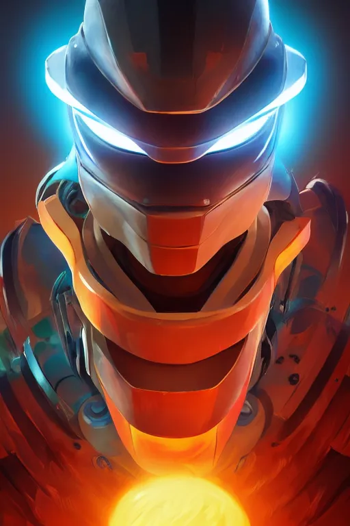 Image similar to epic mask helmet robot ninja portrait stylized as fornite style game design fanart by concept artist gervasio canda, behance hd by jesper ejsing, by rhads, makoto shinkai and lois van baarle, ilya kuvshinov, rossdraws global illumination radiating a glowing aura global illumination ray tracing hdr render in unreal engine 5