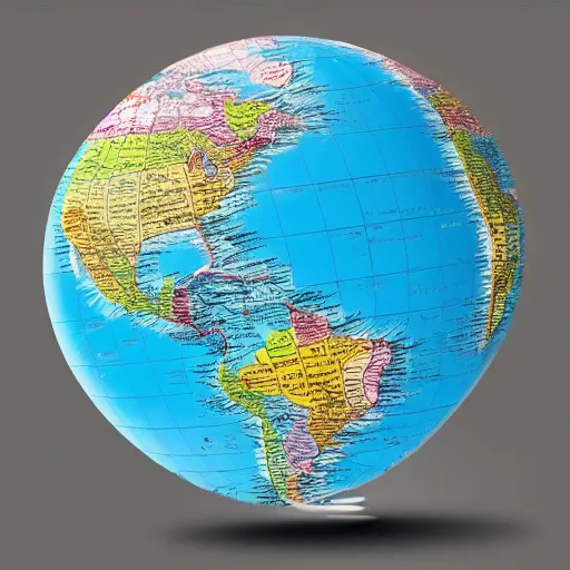 Image similar to world map globe drawing, hyper detailed, sharp focus, illustration