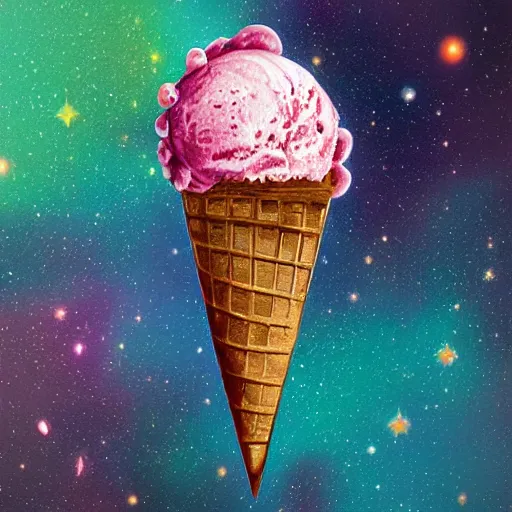 Image similar to the ice cream galaxy, realistic fantasy illustration