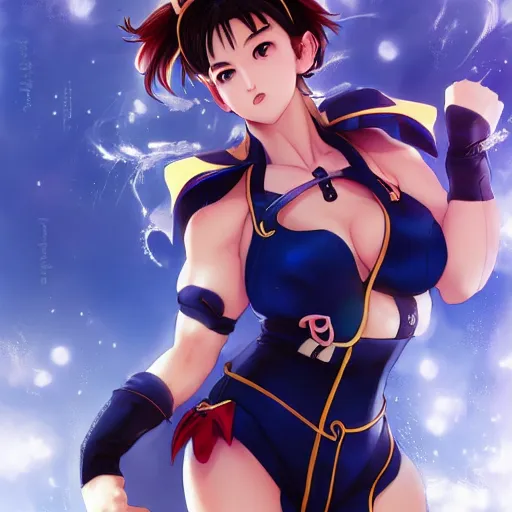 Image similar to An anime portrait of Chun li, by Stanley Artgerm Lau, WLOP, Rossdraws, James Jean, Andrei Riabovitchev, Marc Simonetti, and Sakimichan, tranding on artstation, SFW version