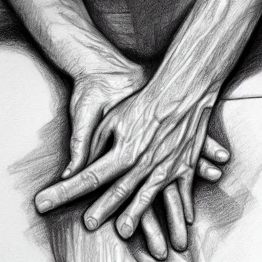 Prompt: very very very detail hands, pencil sketch