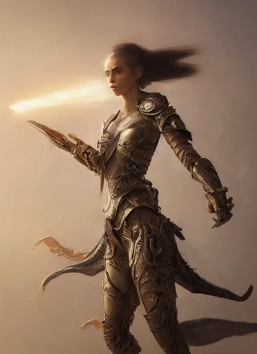 Image similar to a professional portrait of a beautiful young female, clothed in ethereal battle armor, olive skin, long dark hair, beautiful bone structure, symmetrical facial features, intricate, elegant, digital painting, concept art, smooth, sharp focus, finely detailed, illustration, from Valerian and the City of a Thousand Planets, in the style of Ruan Jia and Mandy Jurgens and Artgerm and Greg Rutkowski and William-Adolphe Bouguerea