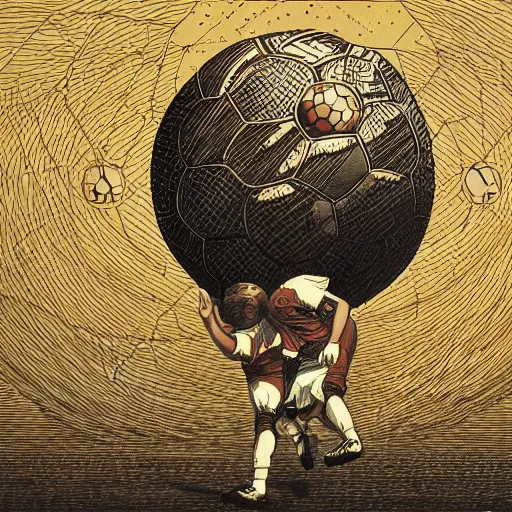 Image similar to illustration of football ball, by artgem, da vinci and victo ngai