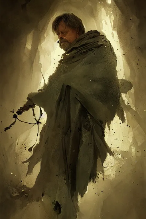 Image similar to mark hamill, sorcerer, lord of the rings, tattoo, decorated ornaments by carl spitzweg, ismail inceoglu, vdragan bibin, hans thoma, greg rutkowski, alexandros pyromallis, perfect face, fine details, realistic shaded