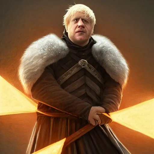 Image similar to the cast of game of thrones as boris johnson, anatomy, bathed in light, highly detailed, photorealistic, artstation, smooth, sharp focus, illustration, unreal engine 5, 8 k, art by artgerm and greg rutkowski and edgar maxence