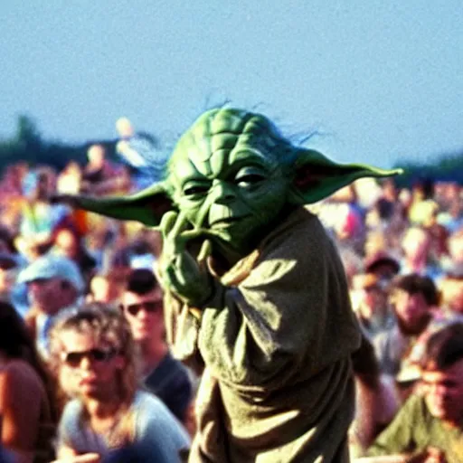 Image similar to yoda performing at woodstock