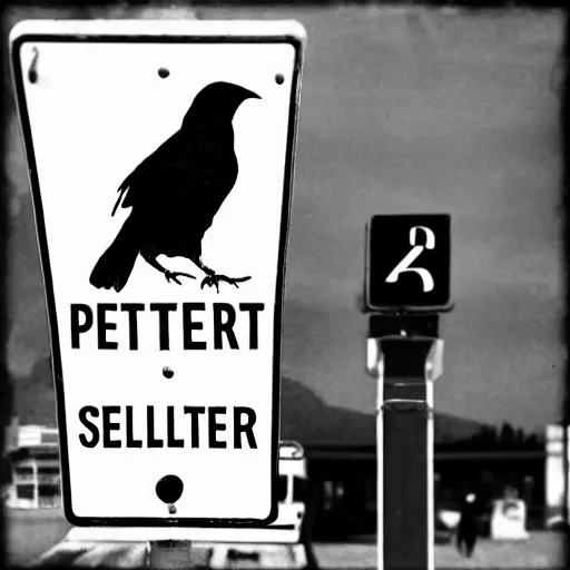 Image similar to “ a crow with the head of Peter Sellers sitting on a stop sign”