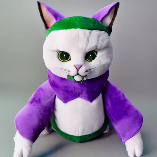 Image similar to cute fumo plush of a knight cat girl of a royal legion, green and purple, vray