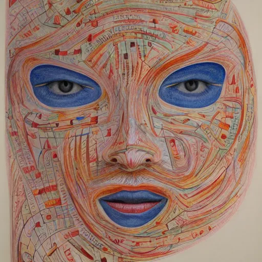 medium:colored fine-pencil on paper, face made of | Stable Diffusion ...